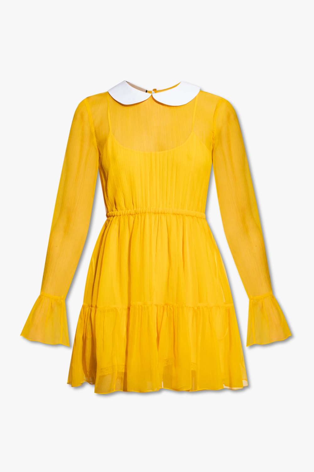 SchaferandweinerShops Tonga Yellow Chiffon dress with collar Gucci Sac a main Gucci Gucci Vintage en cuir noir